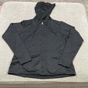 LEG3ND Women's Heathered Black Lightweight Full-Zip Athletic Workout Hoodie XL